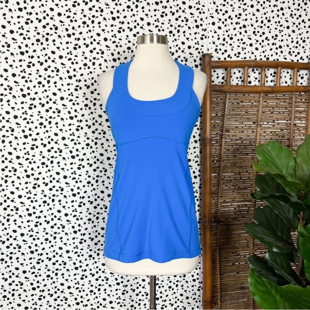 Lululemon | Scoop Neck Rocksteady Blue Medium Support Workout Bra Tank Top 8